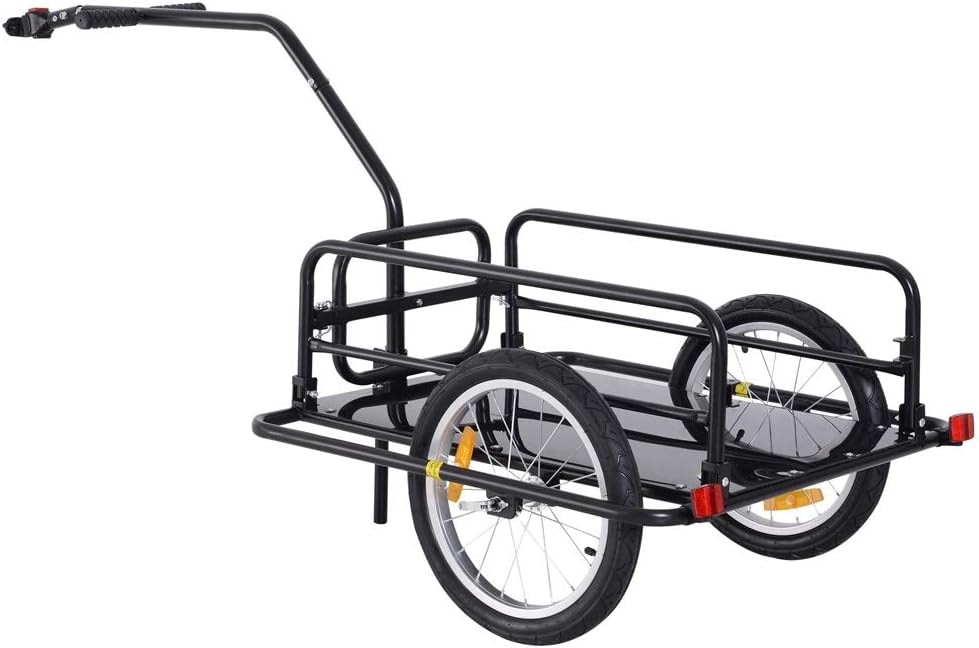 Folding Bike Cargo Trailer Cart with Seat Post Hitch - Black