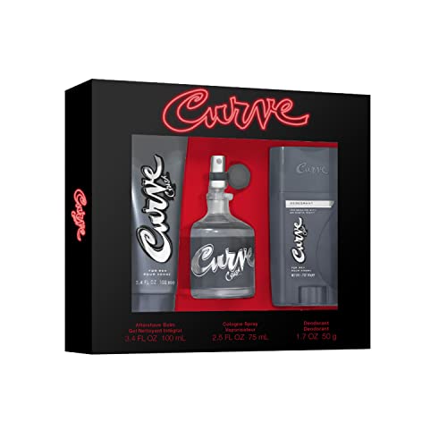 Men's Cologne Fragrance Set by Curve, Body Wash, Cologne Spray & Deodorant, Casual Day or Night Scent, Curve Crush, 3 Piece Set