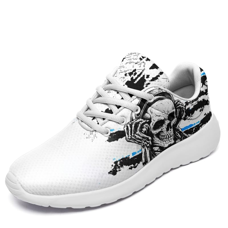 Custom Skull Running Shoes for Women Men Mesh Breathable Comfort Walking Sneaker Sports Athletic Halloween Shoes