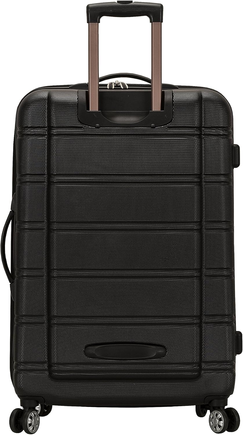 Rockland Melbourne Hardside Expandable Spinner Wheel Luggage, BLACK, Checked Large 28