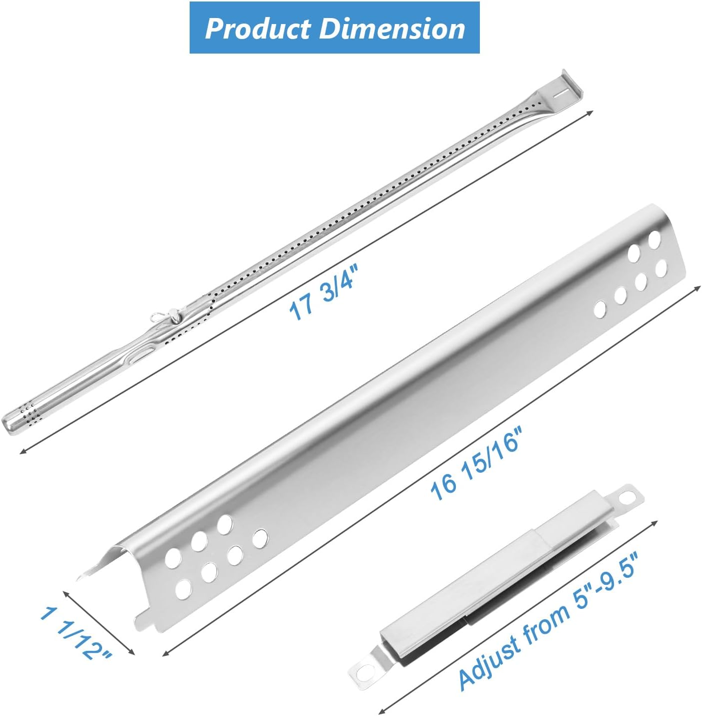 Replacement Kit for Charbroil Performance Grill 5 Burner 463347519 463275717 463243518 463347518, 463275517, Heat Plate, Grill Burner, Adjustable Crossover Tube Igniter Replacement Part