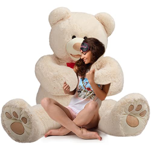 HollyHOME Teddy Bear Plush Giant Teddy Bears Stuffed Animals Teddy Bear Love Big Footprints 5 Feet Brown
