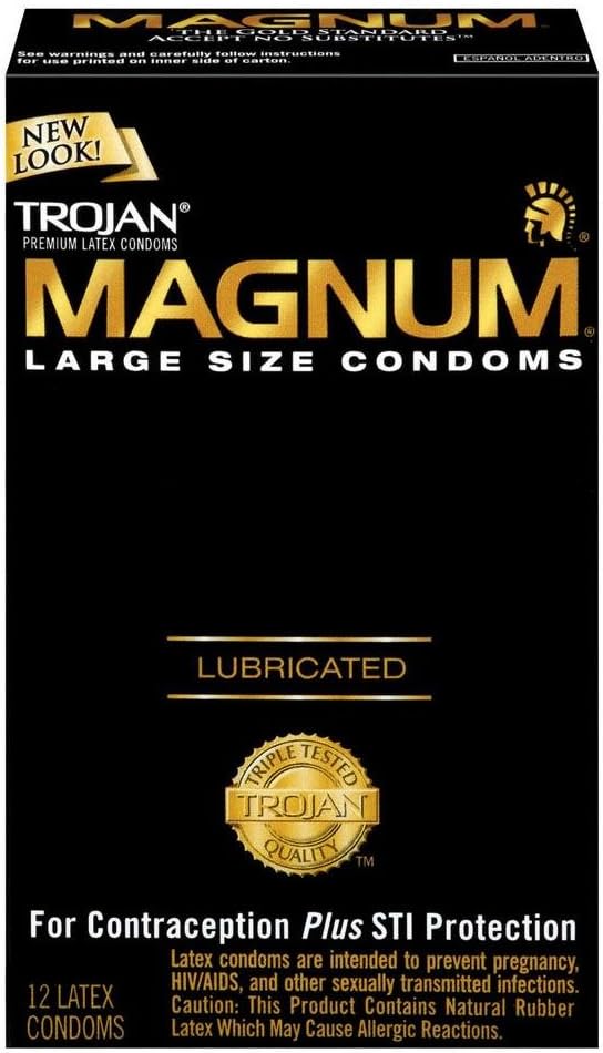 Trojan Large Condom Magnum Lubricated -Larger than Standard for Extra Comfort -12 Count / 2Pk.