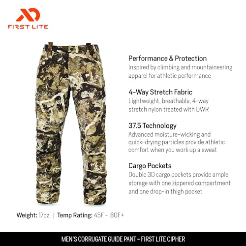 First Lite Men’s Corrugate Guide Pant - Lightweight Stretch Camo Hunting Pants