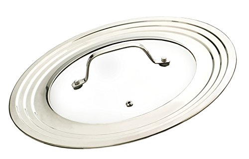 RSVP International Endurance Universal Lid with Glass Insert, Stainless Steel, Fits 5.5
