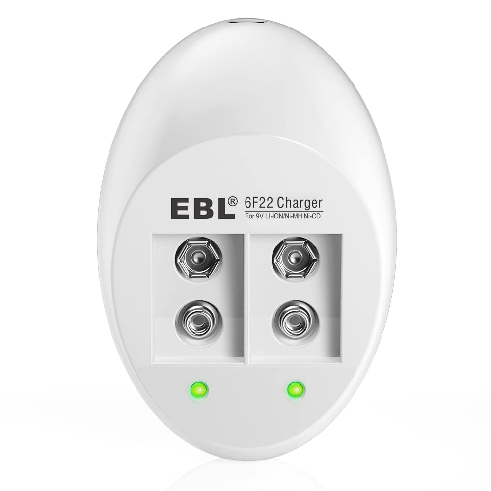 EBL 9V Li-ion Rechargeable Batteries (2PC) and Smart 9V Battery Charger