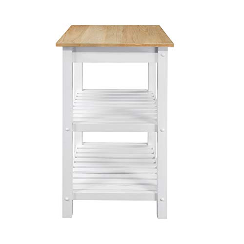 American Trails Sunrise American Kitchen Island, Natural Maple Top, White Base (New)