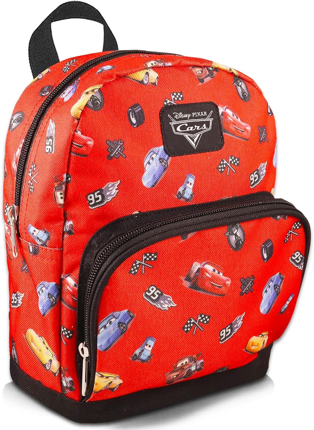 Disney Cars Mini Backpack Set - 10” Canvas Pixar Cars Backpack with Front Pocket and Bottle | Lightning McQueen Backpack Bundle