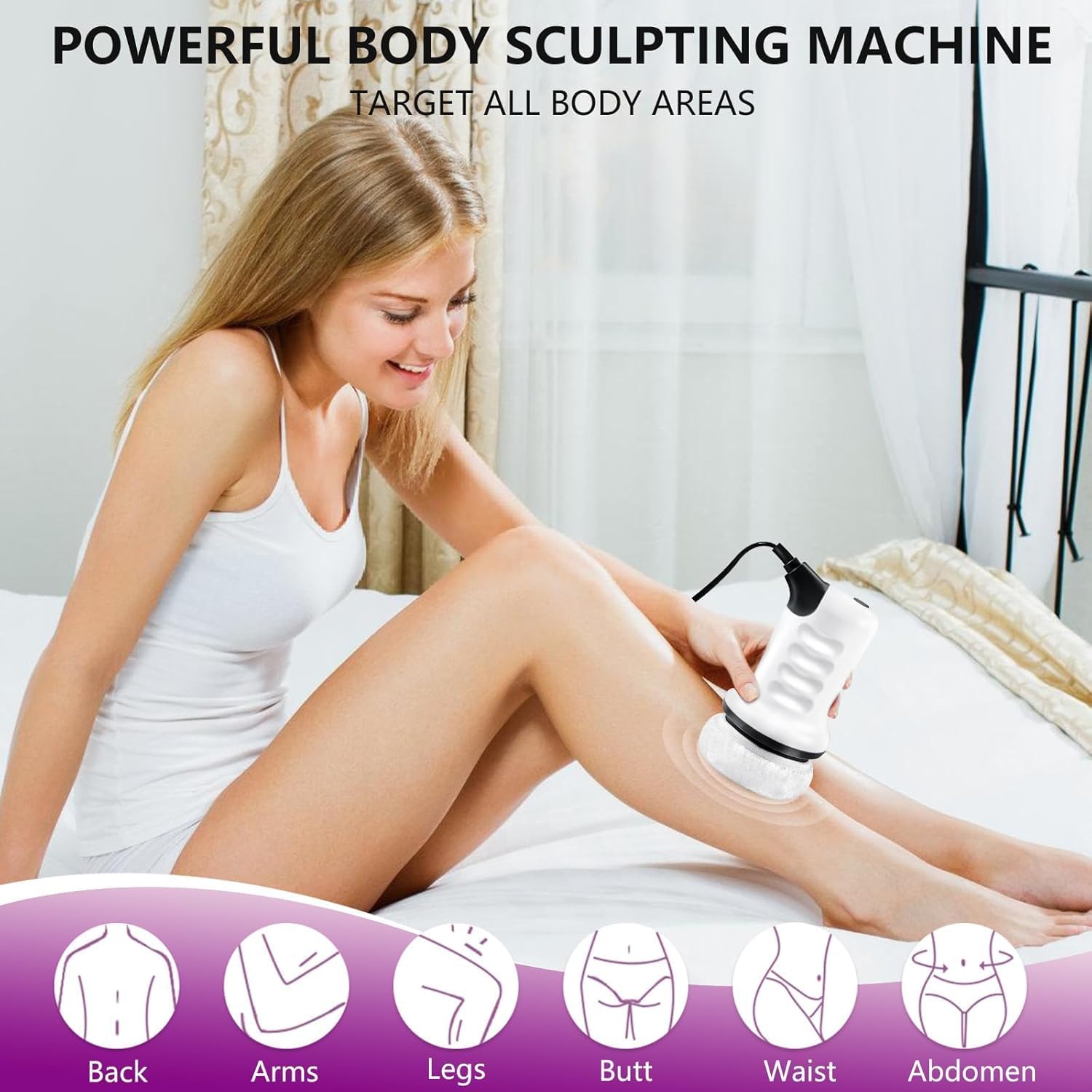 Body Sculpting Machine - Cellulite Massager with 6 Washable Pads and 4 Massage Heads, Birthday Gifts for Women, Mom, Her, Body Sculpting Machine for Belly, Leg, Arms