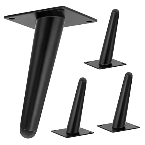 Gold Furniture Legs 6 Inch Oblique Conical Metal Sofa Legs Set of 4 Round Tapered Table Legs Mid Century Modern Golden Slant Coffee Table Feet for Couch Cabinet Dresser Cupboard