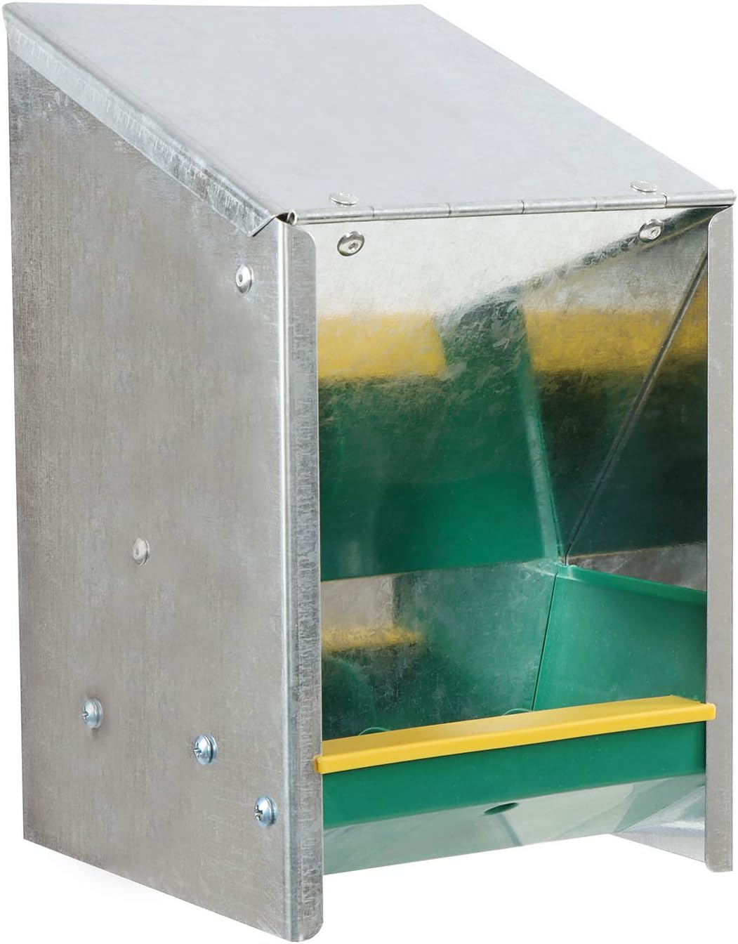 Automatic Chicken Feeder System - 5.5 lb. Capacity Galvanized Feeder Metal Trough for Poultry and Rabbits