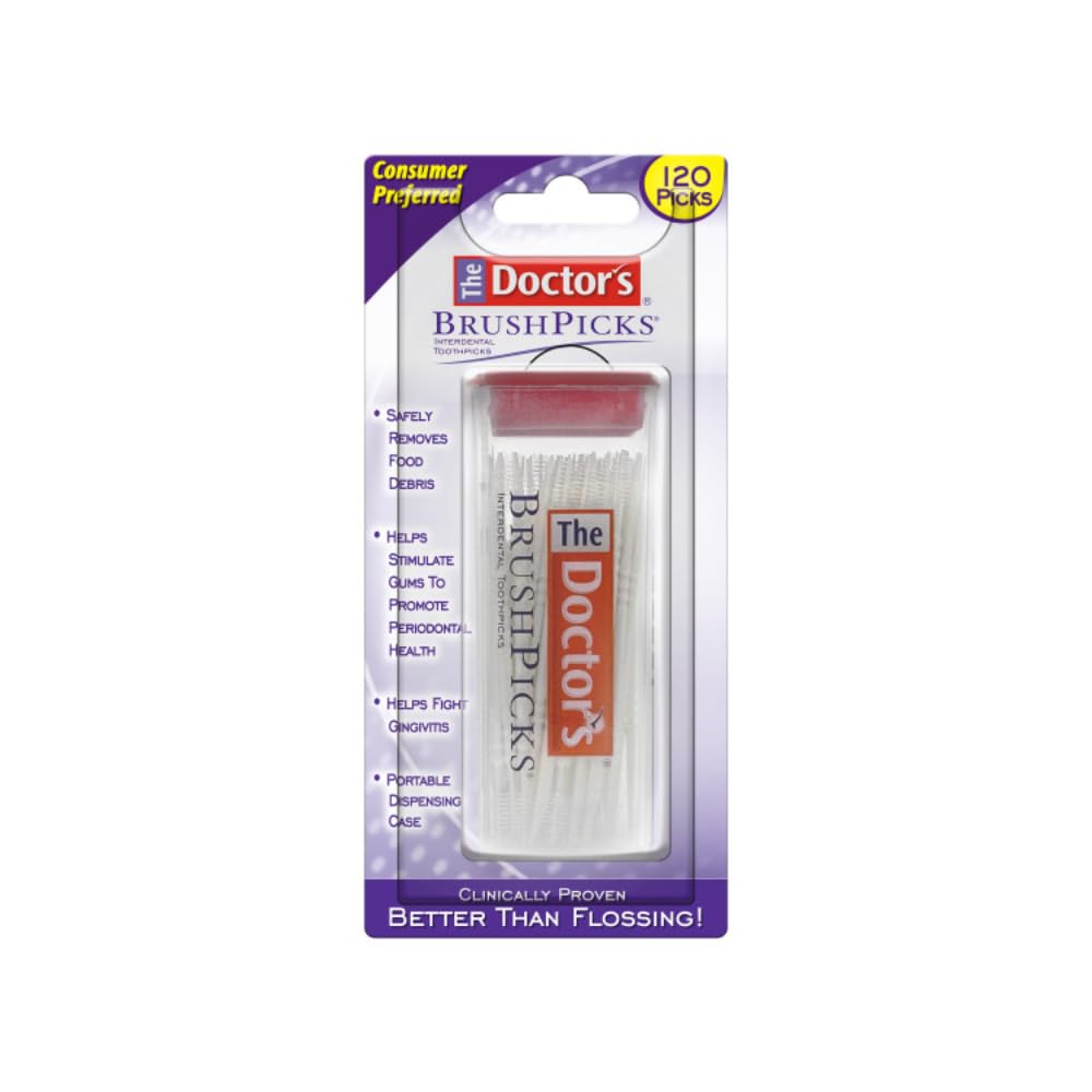 The Doctor's BrushPicks Interdental Toothpicks | 120-Picks per Pack | (6-Pack)
