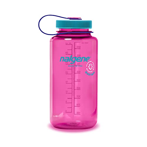 Nalgene Sustain Tritan BPA-Free Water Bottle Made with Material Derived from 50% Plastic Waste, 32 OZ, Wide Mouth, Red