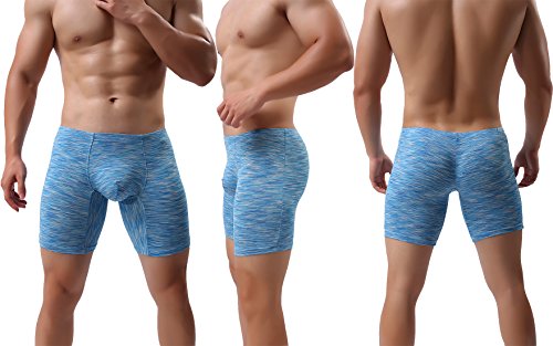 Men's No Ride Up Boxer Briefs Long Leg Underwear Low Rise Trunks with Pouch…