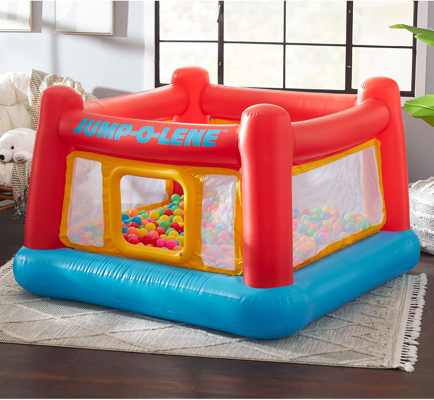 Intex Inflatable Jump-O-Lene Indoor Outdoor Kids Bounce Castle House with Air Pump