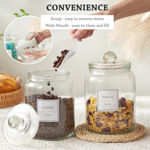 Half Gallon Large Glass Jars with Lids, Airtight Storage Clear Containers for Kitchen, Laundry Room and Pantry Food Organization, Set of 4