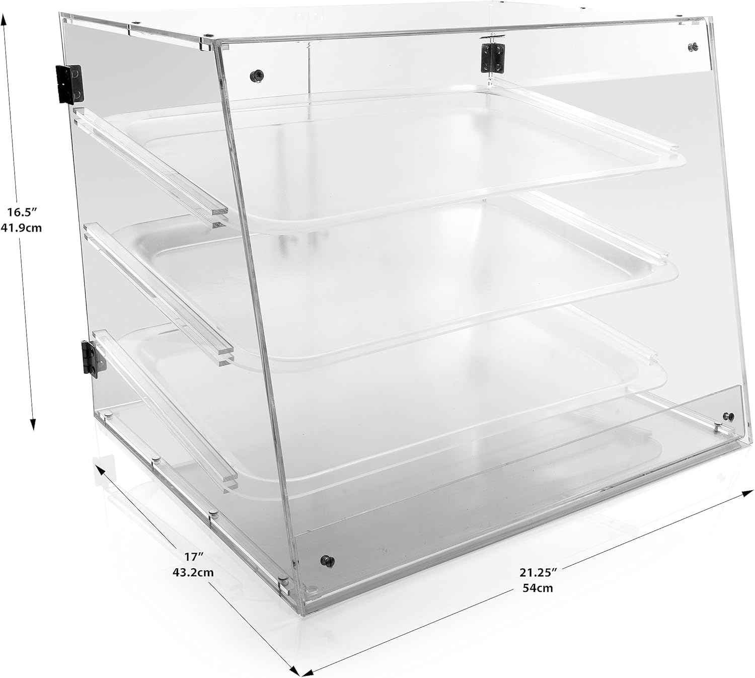 Pastry Display Case - 3-Tier Commercial Countertop Bakery Display Case - Pastry Display Case with Rear Door, includes Serving Tongs and Dough Scraper - Ideal for Baked Goods, Cookies, and Pastries