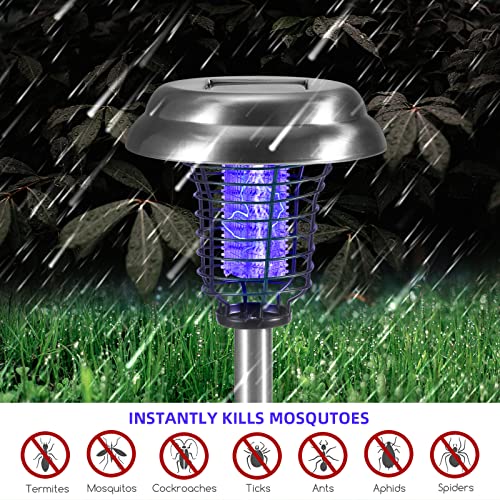 4 Pack Solar Bug Zapper Outdoor,Mosquito Zapper Outdoor Mosquito Killer for Bug Gnat Fly Small Flying Insect Mosquito Repellent for Patio Yard Garden Farm,Waterproof Bug Lights for Outside