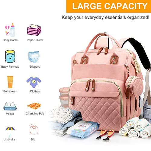 Baby Diaper Bag Backpack with Changing Station, Waterproof Baby Bags for Boys Girls, USB Charging Port, Baby Shower Gifts, Black