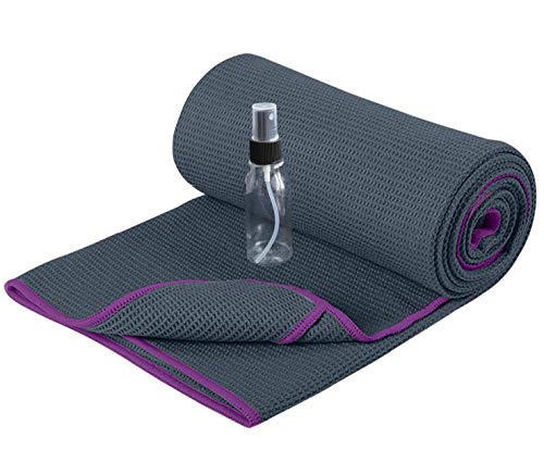 Heathyoga Hot Yoga Towel Non Slip, Microfiber Non Slip Yoga Mat Towel, Exclusive Corner Pockets Design, Dual-Grip, Sweat Absorbent, Perfect for Hot Yoga, Bikram, Pilates and Yoga Mats