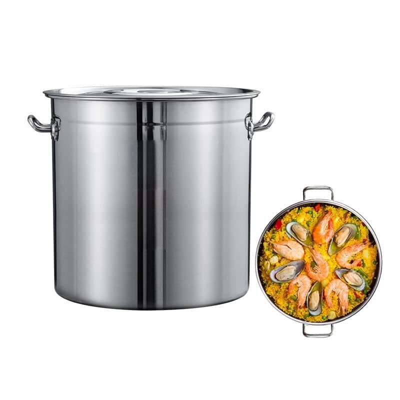 Commercial Large Stainless Steel Stockpot Turkey Deep Fryer Pot Seafood Crawfish Steamer Soup Bucket w/Strainer Basket, Lid and Welded Handles for Outdoor and Home(30L)