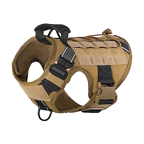 PETODAY Tactical Dog Harness for Large Dogs, Heavy Duty Dog Harness with Handle, No-Pull Service Dog Vest, Adjustable Military Dog Harness Molle Vest for Training Hunting Hiking, Black,L