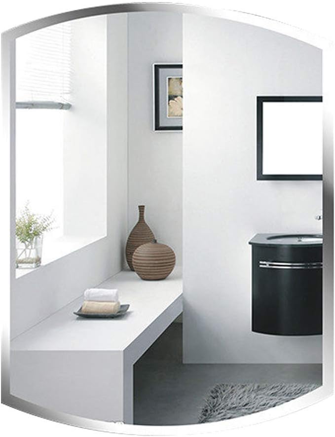 Mirror，Bathroom，Wall-Mounted，Makeup Mirror，Dressing Table，Lightweight Shaving Wall Mount Dresser eless Bevelled Hanging Simple Home Decorative