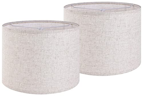 Large Drum Lamp shades Set of 2 Oatmeal Linen Lampshade 16