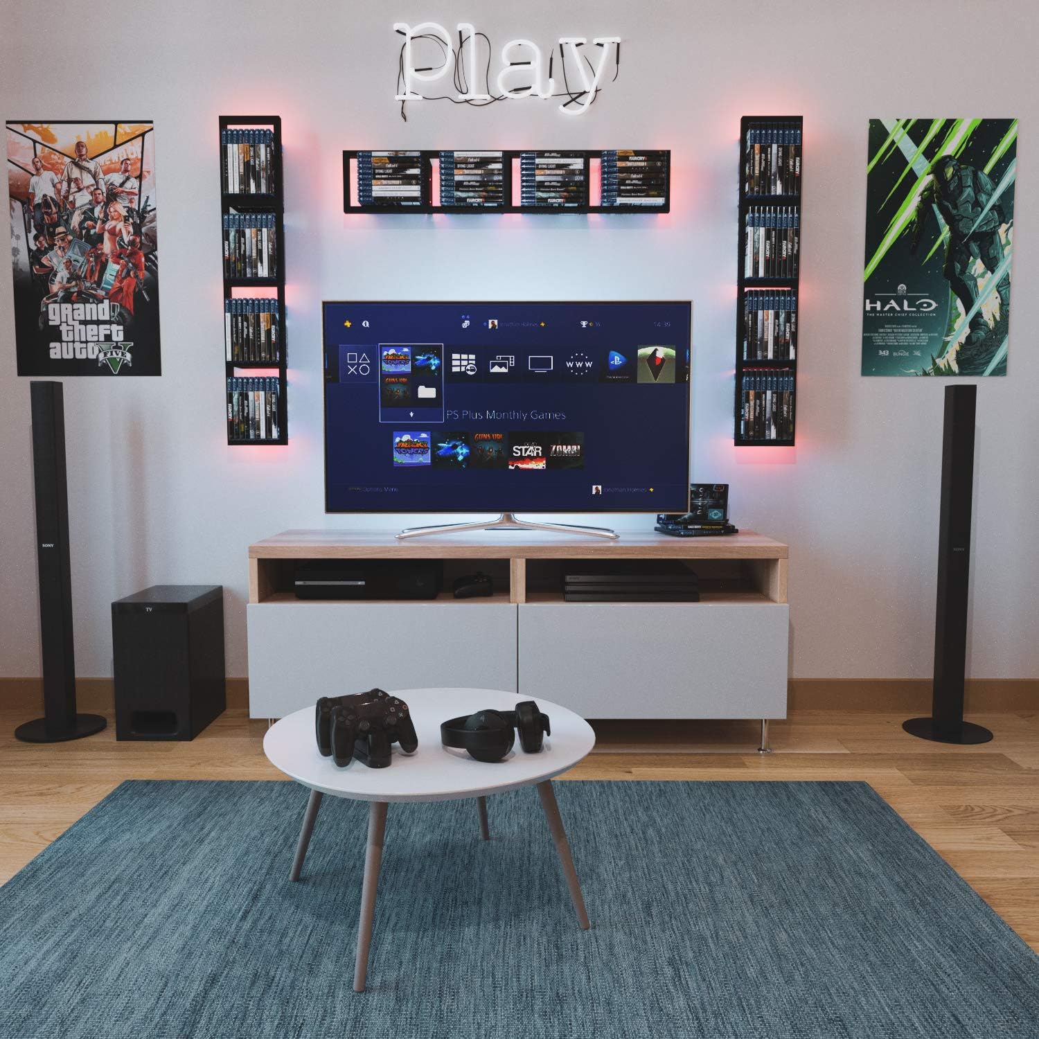 You Have Space Black Floating Shelves for Wall, 34 Inch Video Games CD DVD Storage Shelves, Cube Storage Organizer Shelf Set of 3