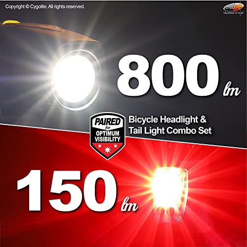 Cygolite Metro Plus 800 & Hotshot Pro 150 Bicycle Light Combo Set, Metro Plus 800 & Hotshot Pro 150 USB Rechargeable Bicycle Light Combo Set, Black, red