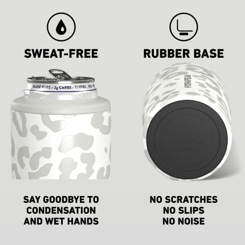 Hydrapeak 4-in-1 Insulated Bottle and Can Cooler - Fits 12 oz Slim Cans, Standard 12 oz Cans, and 12oz Beer Bottles | Stainless Steel Double Wall Vacuum Insulated Universal Can Cooler (Black Leopard)
