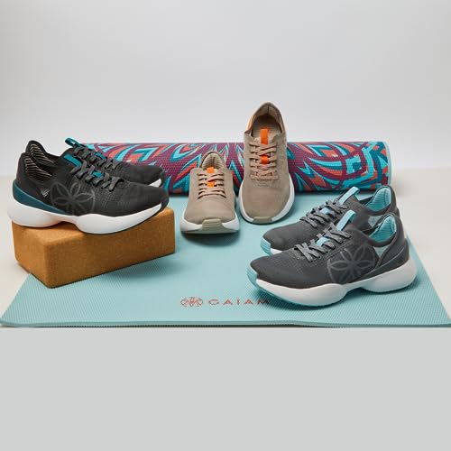 Gaiam Yoga Womens Walking Shoes with Lightweight Breathable Mesh - Casual Comfortable Athletic Tennis Walking Sneakers for Women with Memory Foam - Sizes 6 to 11 - Black, Grey & Tan