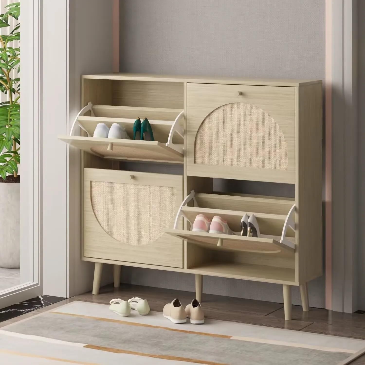 Shoe Organizer Modern Fashionable Shoe Cabinet Home Decoration Drawer Shoe Cabinet Rattan Shoe Rack Shoe Cabinet Storage Cabinet Entryway Furniture