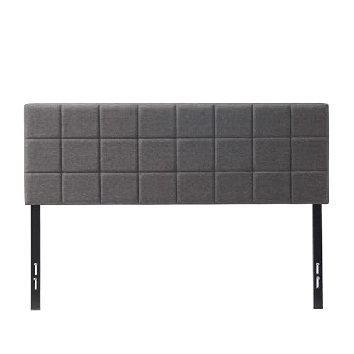 Hearth & Harbor Bed Headboard Queen Size, Square Tufted Linen Queen Headboard Only, Upholstered Headboards Queen, Bed Frame Mounted, Adjustable Height 34”-42”, Modern Queen Size Headboard, Grey