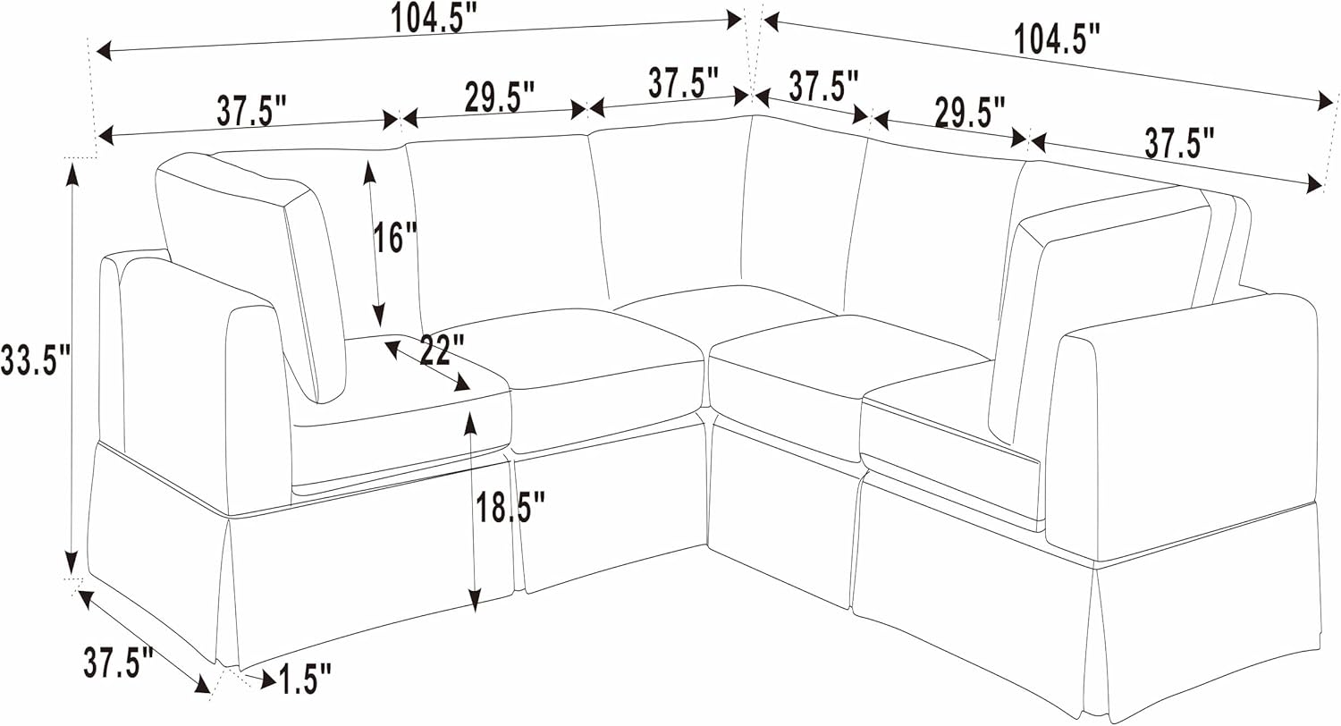 Modular Sectional, Gray