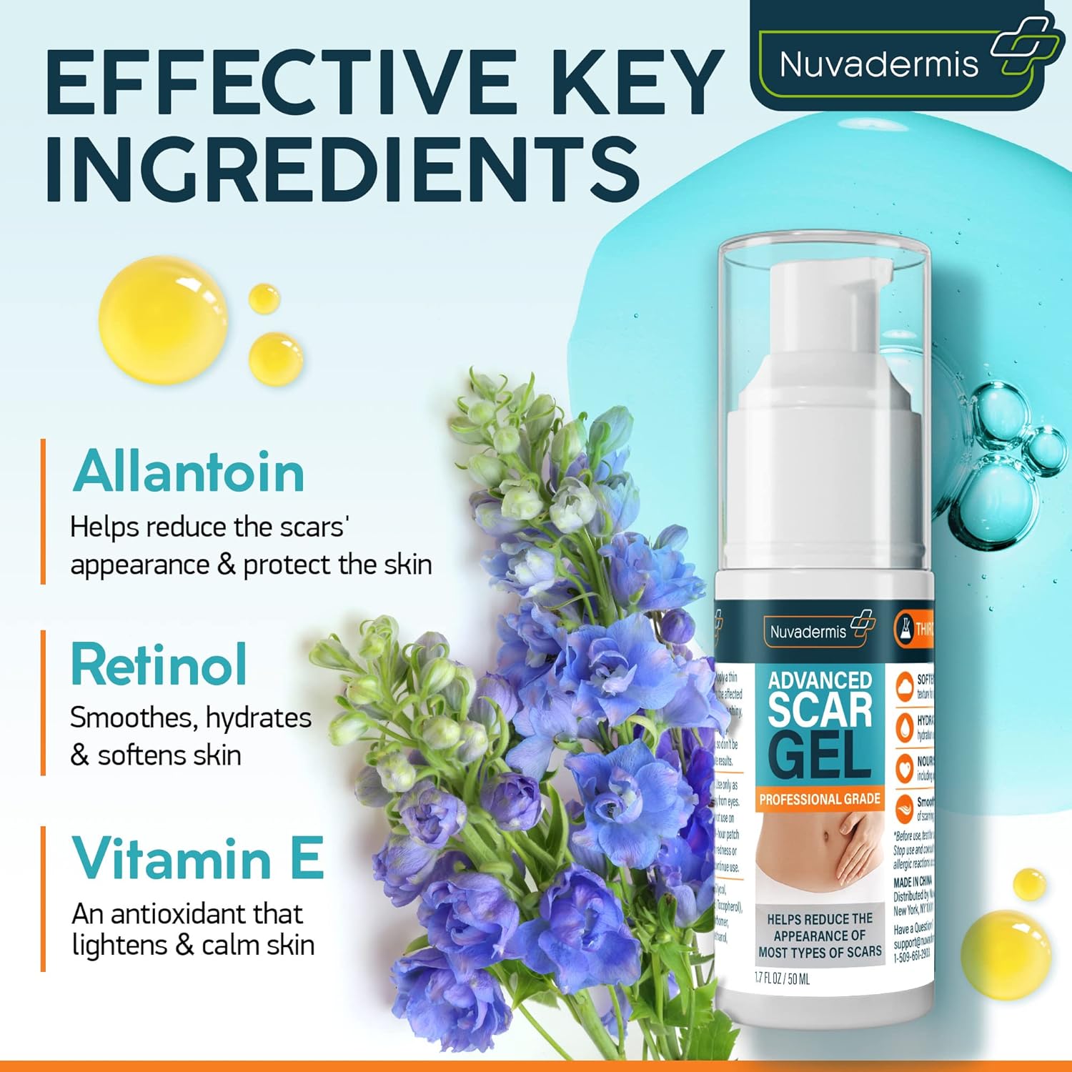 NUVADERMIS Silicone Scar Sheets & Scar Cream Gel - C-Section, Tummy Tuck, Keloid, Acne Removal Treatment - Advanced Post Surgery Supplies - Scars Removal Treatment