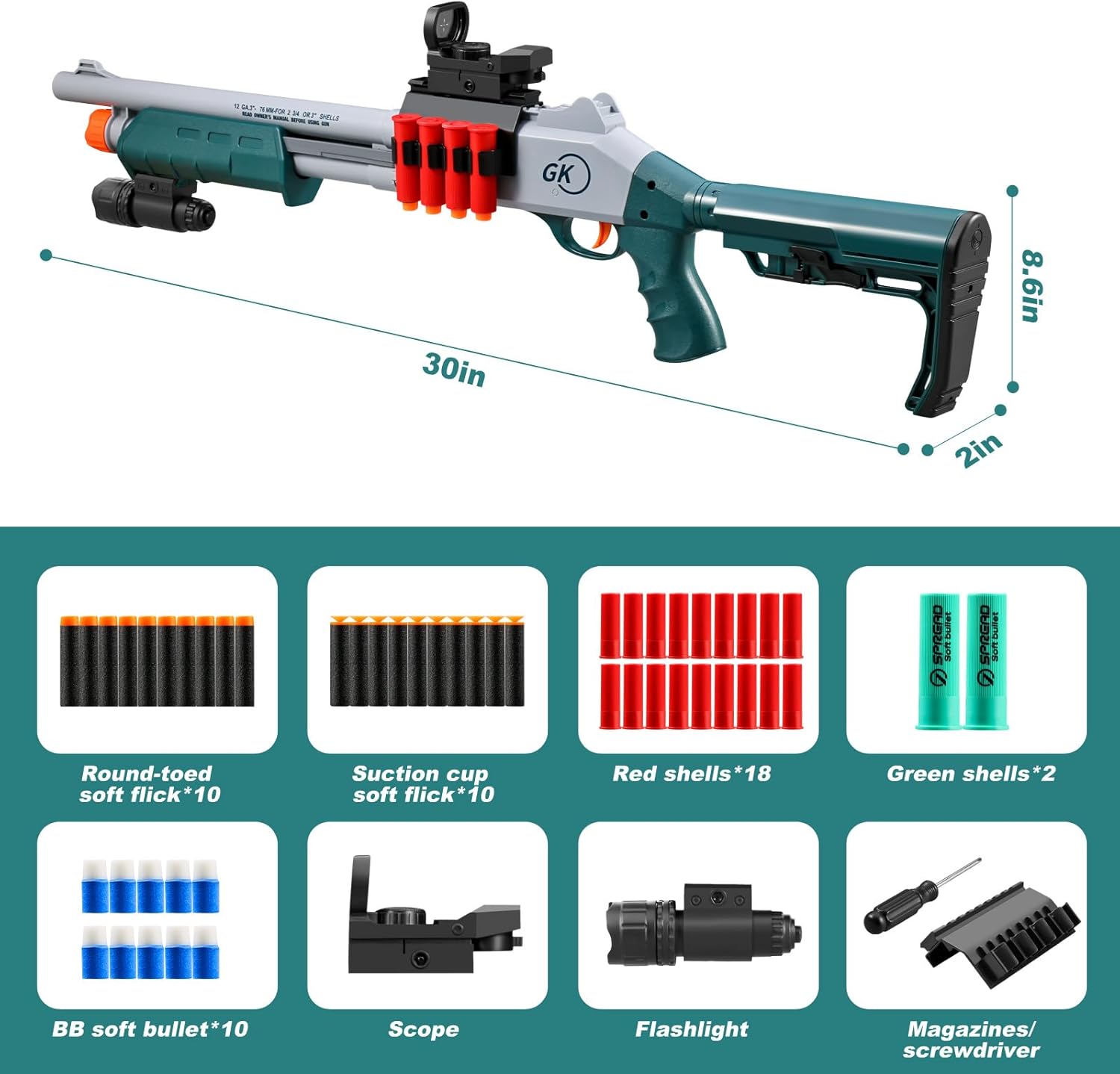 Soft Bullet Sniper Rifle with Scope Toy Realistic Barrel shotgun Look Real Shell ejecting gun Foam Blaster Guns Dart Pellet FAKE Shooting Game for Boys Teen Adults Gifts Age 8+ 10 12 Year Old