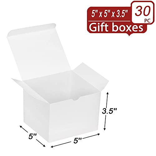 Xxcxpark 30 PCS Brown Kraft Gift Boxes 5x5x3.5, Party Favor Kraft Paper Gift Packaging Box with Lid for DIY Crafting, Cube, Cupcake, Kraft Present Boxes for Birthday, Wedding