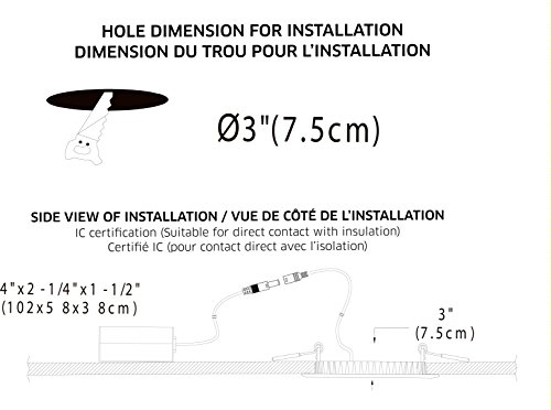 Goodlite G-19922 3-Inch LED Super Thin Slim Wafer Fixture Round, 8 Watt 500 Lumens CRI 90> 50W Equal, Dimmable, 5000k Super White