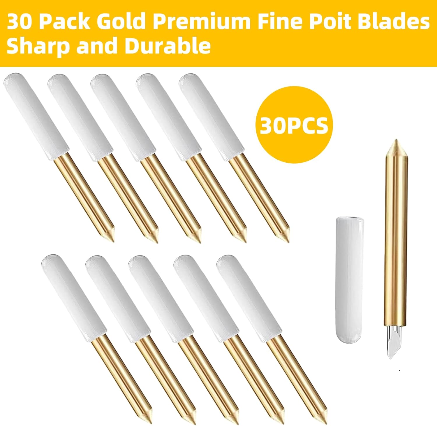 30 Pcs Premium Fine Point Blades Compatible with Cricut Maker 3/Maker/Explore 3/Explore Air 2/Air/One/Venture,Replacement Blade for Cuts Glitter Vinyl,Cardstock,Faux,Adhesive Foil,Vellum and Etc