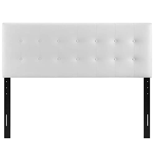Modway Emily Tufted Button Faux Leather Upholstered Twin Headboard in Black