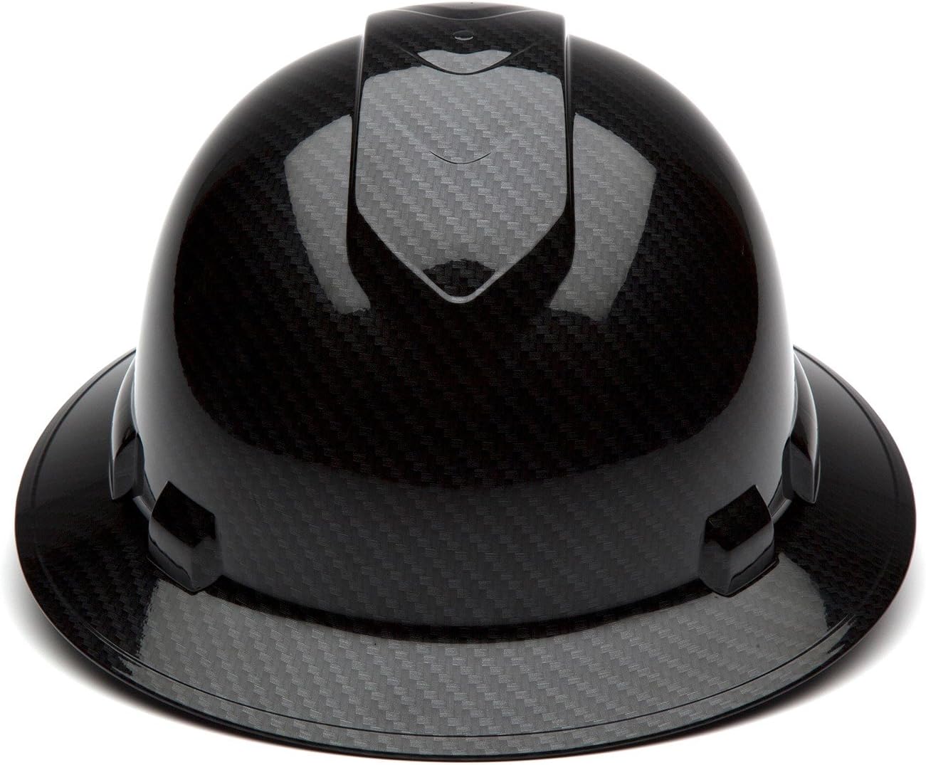Pyramex Ridgeline Full Brim Hard Hat 4 Point Ratchet Shiny Black Graphite Pattern