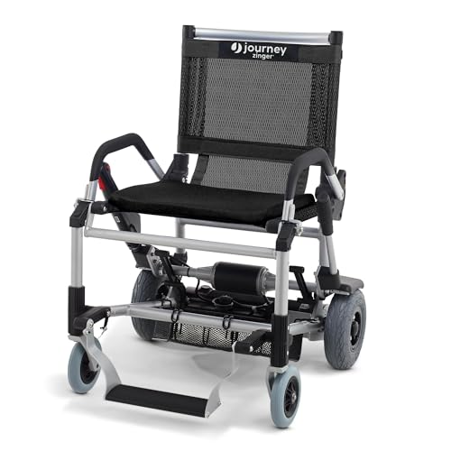 Journey Zinger Electric Power Chair for Adults – Lightweight, Foldable, All Terrain Chair for Seniors – Up to 8 Mile Range at a Fast 6 mph – Weighs Only 42 lbs, TSA Approved – 2-Handed Control, Blue