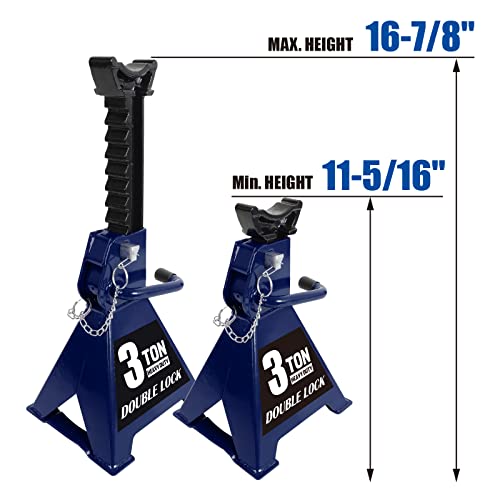 TCE 6 Ton (12,000 LBs) Capacity Double Locking Steel Jack Stands, 2 Pack, Blue, AT46002AU