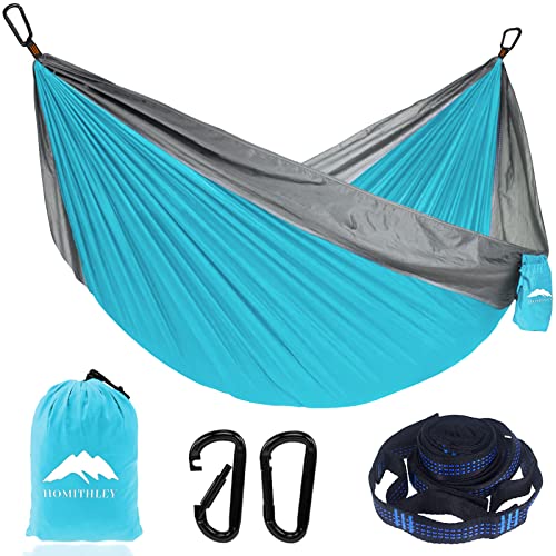 Camping Hammock Single Portable Hammocks with 2 Tree Straps - 210D Nylon Parachute Hammocks Swing - for Backpacking, Travel, Beach, Backyard, Patio, Hiking