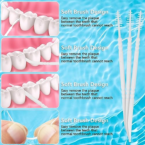 Brushpicks Interdental Toothpicks,Soft Bristle Dental Floss Picks Toothpicks,Helps Removes Plaque and Debris Between Your Teeth 600PCS (Pack of 5)