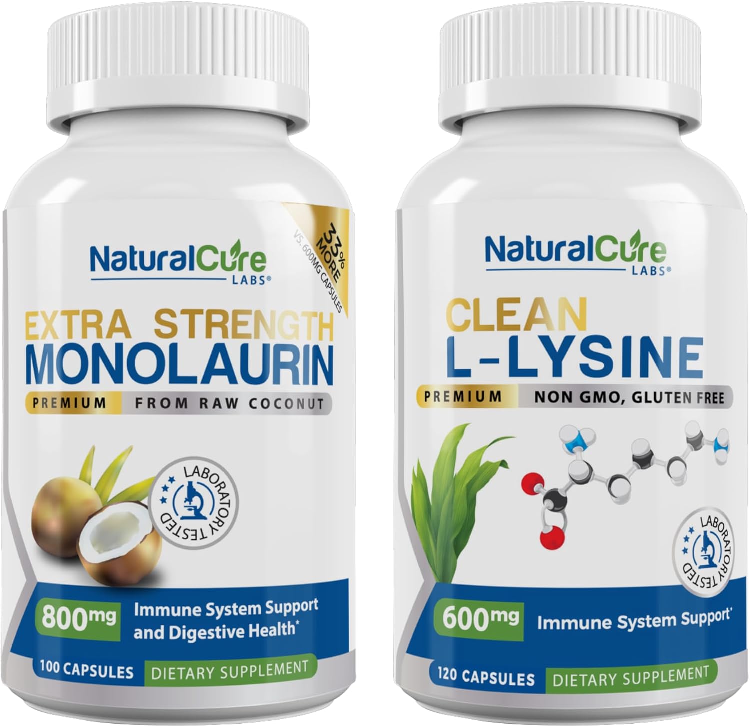 Bundle: Extra Strength Monolaurin 800mg + Clean L-Lysine 600mg