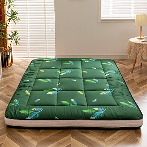 Extra Thick Futon Floor Mattress, Japanese Folding Roll Up Padded Mattress Sleeping Pad, Foldable Camping Portable Mattress Shikibuton, Bed Mattress Topper, Floor Lounger Guest Bed for Car Couch