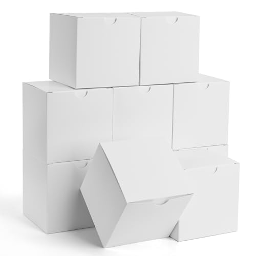 VGOODALL 4x4x4 Small Gift Boxes, 50PCS Candy Treat Boxes Favor Boxes White Gift Boxes for Presents for Bridal Shower, Wedding, Birthday Party, Cupcake Boxes