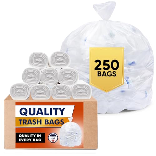30-33 Gallon Trash Bags Heavy Duty (Value 100/Bags w/Ties) Clear Large Plastic Recycling Garbage Bags. 30 Gal, 32 Gallon Clear Large Trash Bags